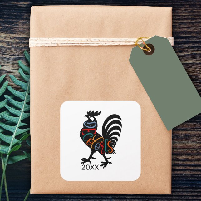 DeColores Cursillo Rooster Black Silhouette  Square Sticker (Creator Uploaded)