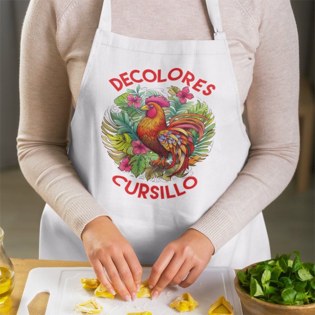 DeColores Cursillo Rooster Monstera Leaves Flowers Apron (Creator Uploaded)