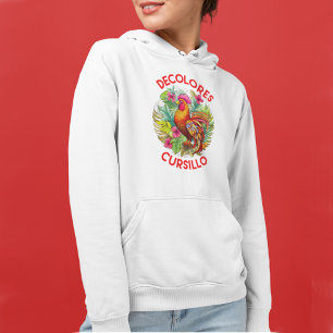 DeColores Cursillo Rooster Monstera Leaves Flowers Hoodie