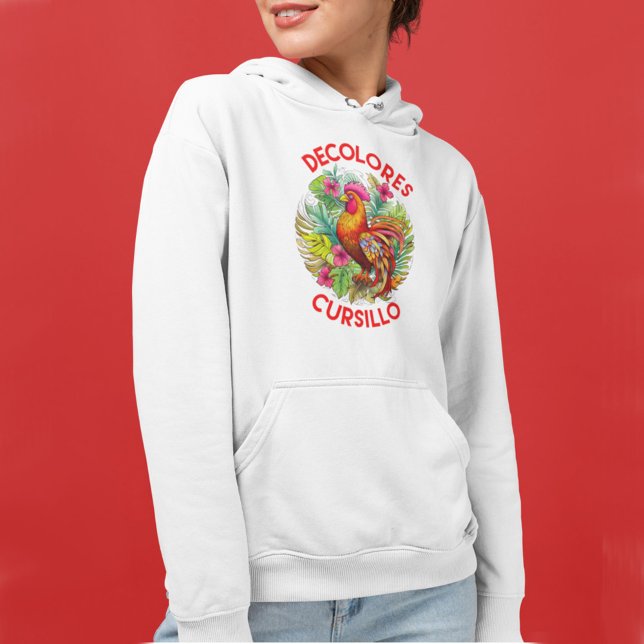 DeColores Cursillo Rooster Monstera Leaves Flowers Hoodie (Creator Uploaded)
