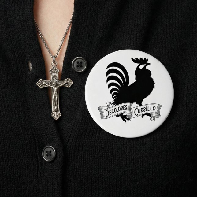 DeColores Cursillo Rooster Silhouette with Banner Button (Creator Uploaded)
