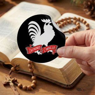 DeColores Cursillo Rooster Silhouette with Banner Classic Round Sticker