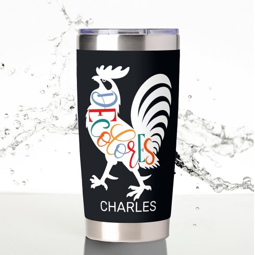 DeColores Cursillo Rooster White Silhouette  Insulated Tumbler