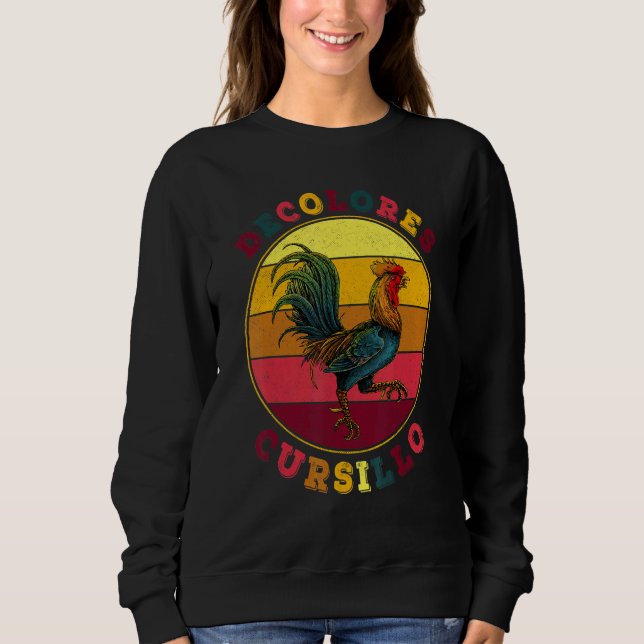 DeColores Cursillo Rooster with Distressed Backgro Sweatshirt (Front)