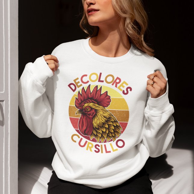 DeColores Cursillo Rooster with Distressed Sunset Sweatshirt (Creator Uploaded)
