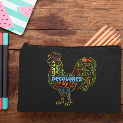 DeColores Cursillo Rooster Word Cloud  Accessory Pouch