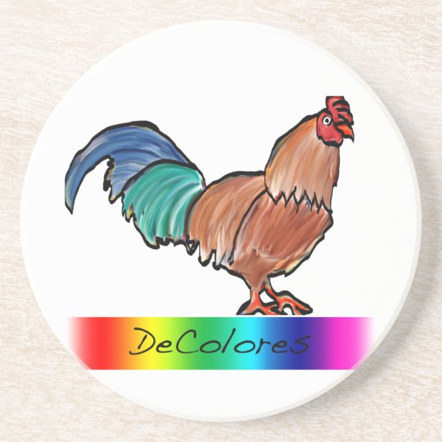DeColores Rooster Sandstone Coaster (Front)