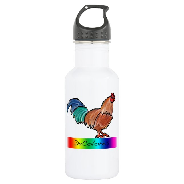DeColores Rooster Water Bottle (Front)