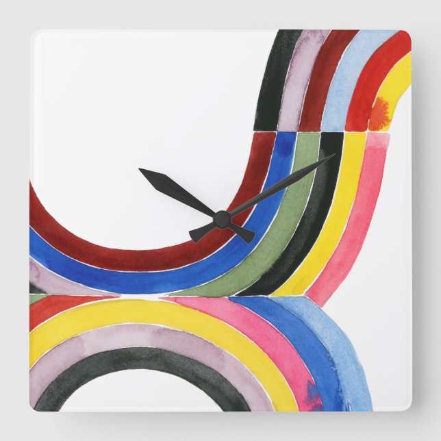 Deconstructed Rainbow - Vertical Square Wall Clock (Front)