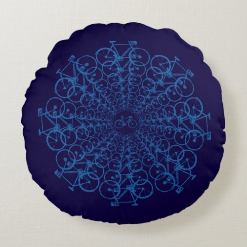 decor bike_themed blue bicycles round pillow
