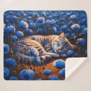 Decor cat dream animal field flowers beautiful  sherpa blanket