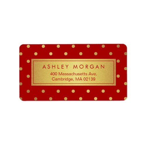 Decor Christmas Red with Glitter Gold Polka Dots Label