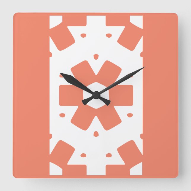 Decor Flower Geometrical Square Wall Clock (Front)