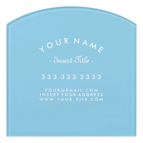 Decor Sky Blue and White Curved Text Business Door Sign