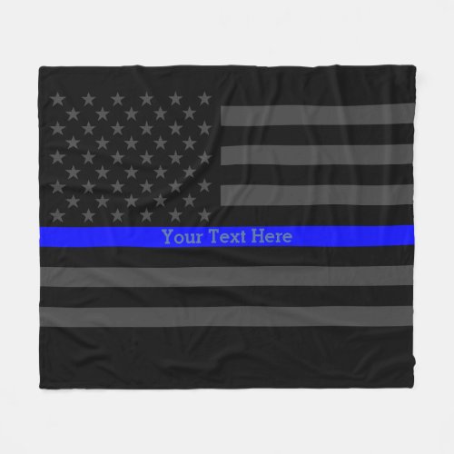 Decor Thin Blue Line Personalized Black US Flag Fleece Blanket