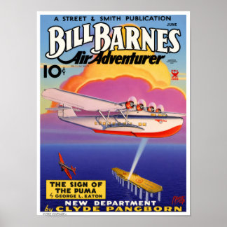 DECOR: VINTAGE AVIATION MAG COVER 1936 POSTER