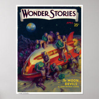DECOR: VINTAGE SCI-FI MAGAZINE ILLUSTRATION POSTER