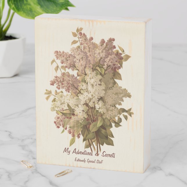 Decor: Wooden Box Sign - Bouquet of Lilacs (In Situ Vertical)