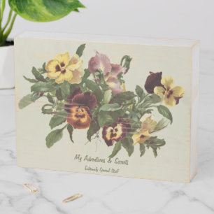Decor: Wooden Box Sign - Pansies OEW