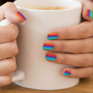 Decora Kei Bright Rainbow Striped Minx Nail Art
