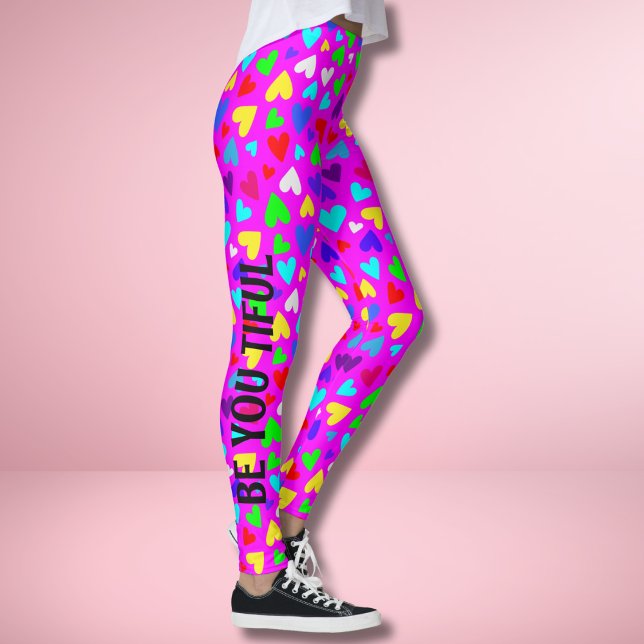 Decora Style Custom Text Rainbow Heart Kawaii Leggings (Creator Uploaded)