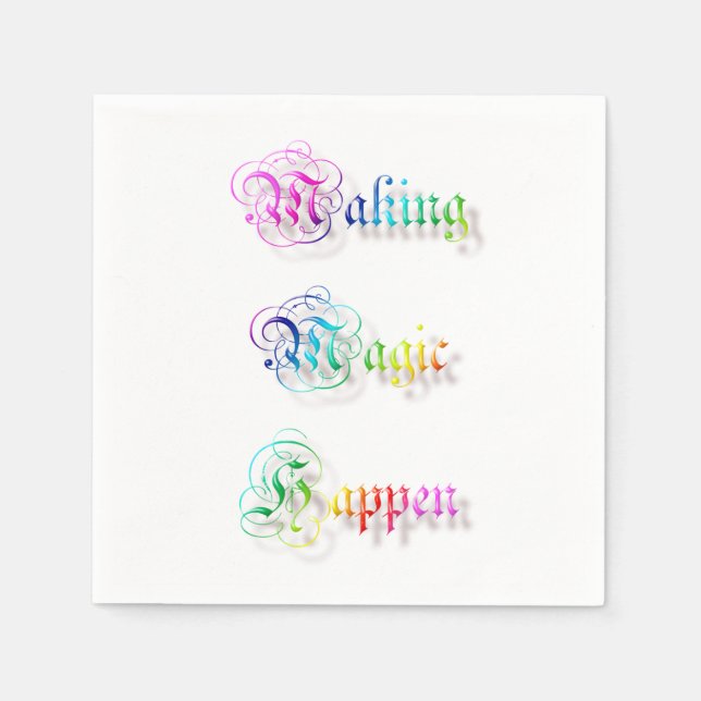 Decorarative rainbow text. paper napkins (Front)