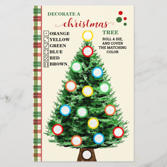 Decorate a Christmas Tree Plaid Game Card Flyer (Front)