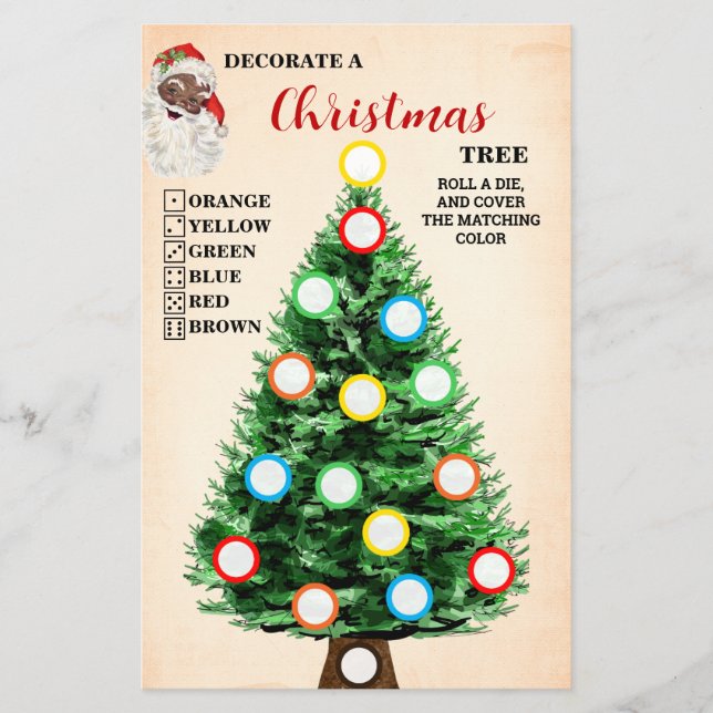 Decorate a Christmas Tree Santa Game Card Flyer (Front)
