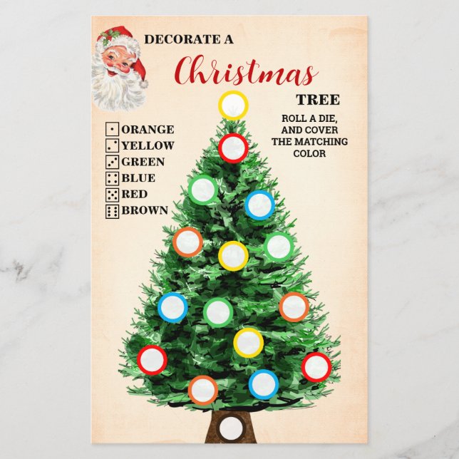 Decorate a Christmas Tree Santa Game Card Flyer (Front)