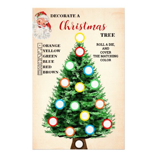 Decorate a Christmas Tree Santa Game Card Flyer