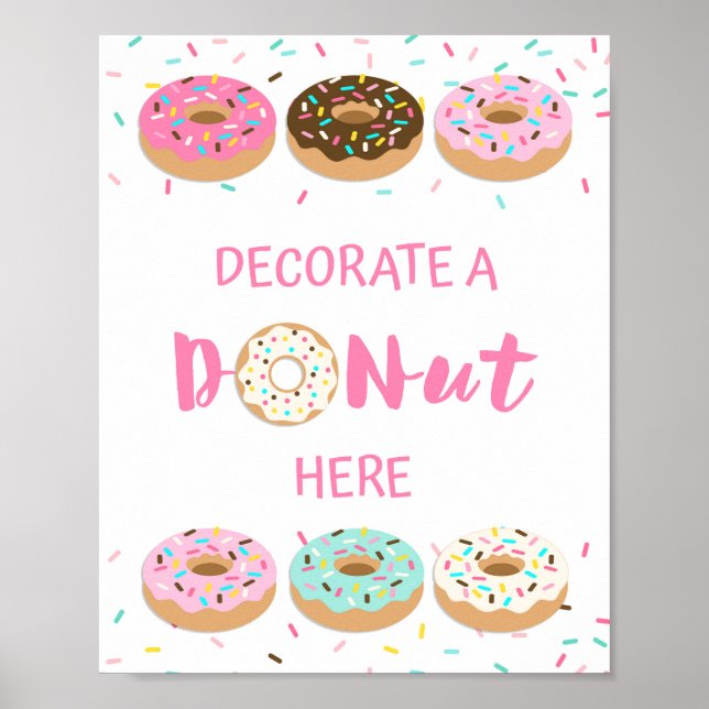 Decorate a Donut Here Sign - Pink Donut Sprinkle (Front)