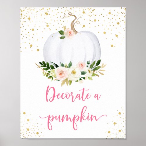 Decorate A Pumpkin Pink Gold Birthday Sign
