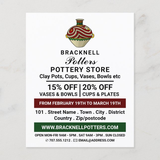 Decorate Jug, Pottery Store, Potters Advert Flyer (Front)