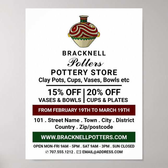 Decorate Jug, Pottery Store, Potters Advert Poster (Front)