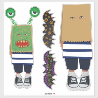 Decorate or Color Kids Bag Mask for Halloween Cute