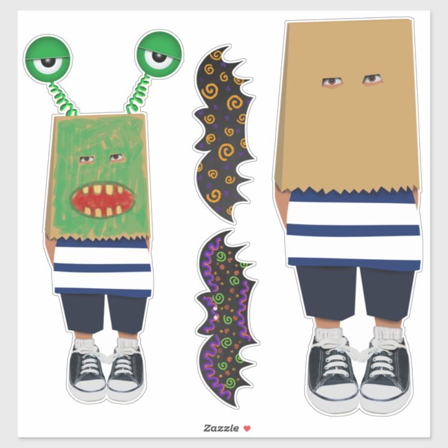 Decorate or Color Kids Bag Mask for Halloween Cute