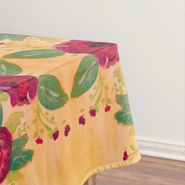 Decorate Your Wedding Table In Large Rose Print Tablecloth (In Situ)