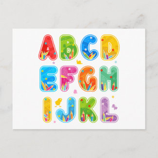 Decorated ABC set, letters A-L Postcard