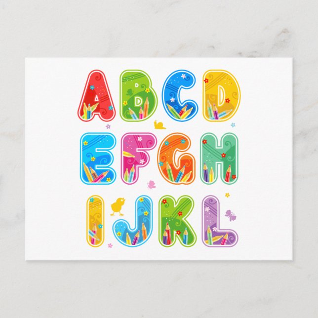 Decorated ABC set, letters A-L Postcard (Front)