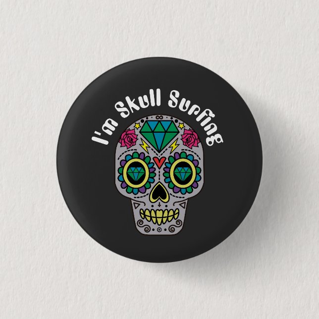Decorated Abstract Skull Button (Front)