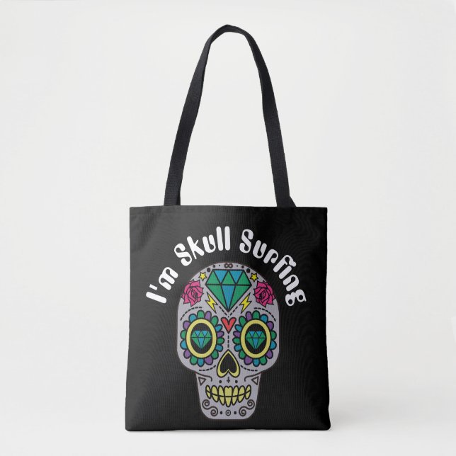 Decorated Abstract Skull Tote Bag (Front)