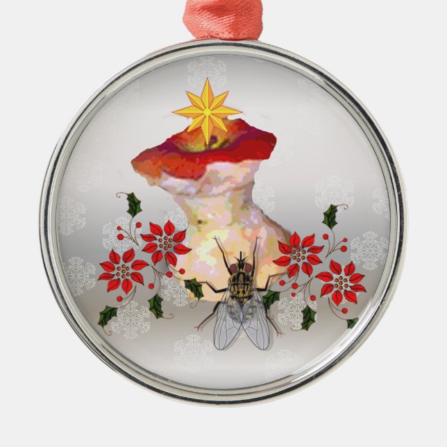 Decorated Apple Core Metal Ornament (Front)