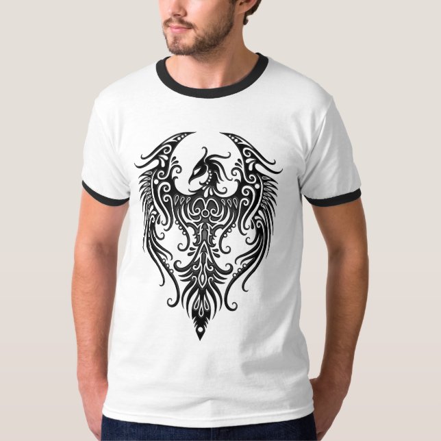 Decorated Black Tribal Phoenix T-Shirt (Front)