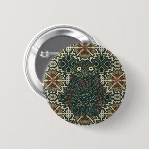 Decorated Burrowing Owl Golden Brown Earth Tones Button
