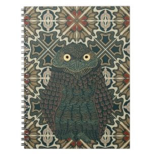 Decorated Burrowing Owl Golden Brown Earth Tones Notebook