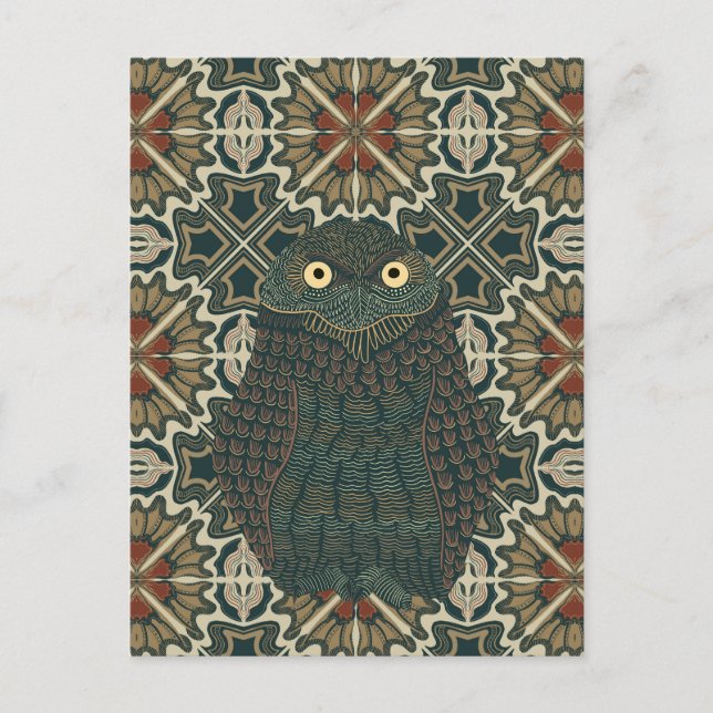 Decorated Burrowing Owl Golden Brown Tones Postcard (Front)