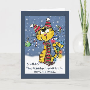 Decorated Cat-PURRfect Christmas for Brother Holiday Card