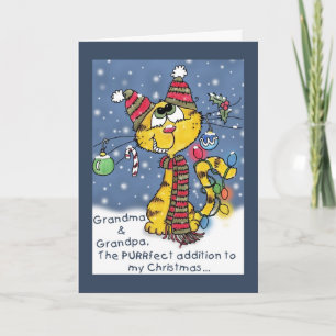 Decorated Cat-PURRfect Christmas for Grandparents Holiday Card