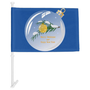 Decorated Christmas branch in bauble Car Flag