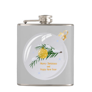 Decorated Christmas branch in bauble Flask